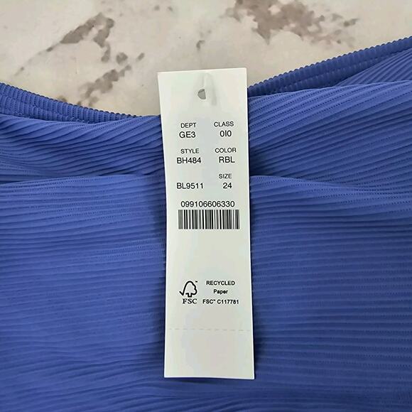 J Crew One Piece One Shoulder Strap Blue Ribbed Bikini Swim Suit High Cut - Picture 7 of 12